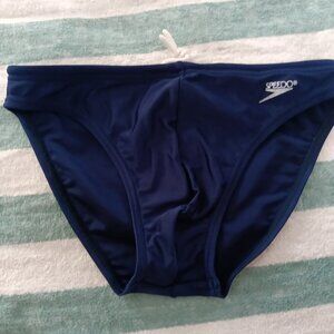 (*) VINTAGE 1" SIDES SPEEDO SWIM BRIEF, SIZE 30", NAVY BLUE - (Pre-owned)